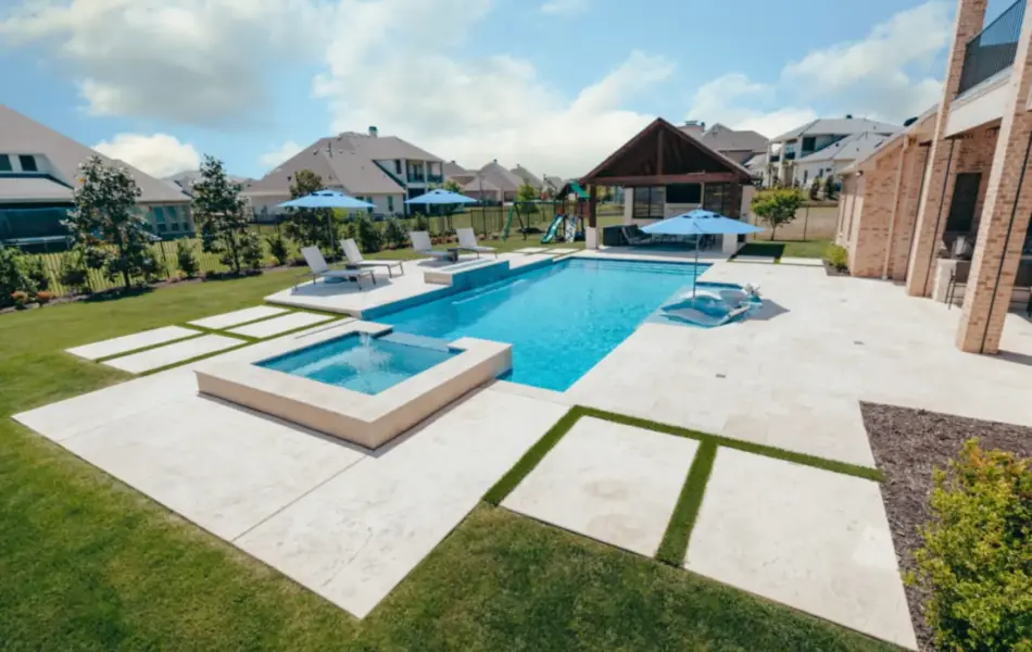 Bella Blue Straightline Custom Linear Pool & Raised Spa - Claffey Pools