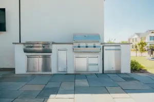 White Diamond Trendy Escape Outdoor Kitchen - Claffey Pools