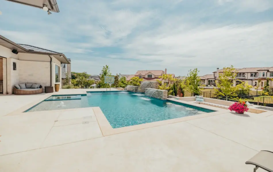 Westlake Waterwall Escape Luxury Liner Swimming Pool - Claffey Pools