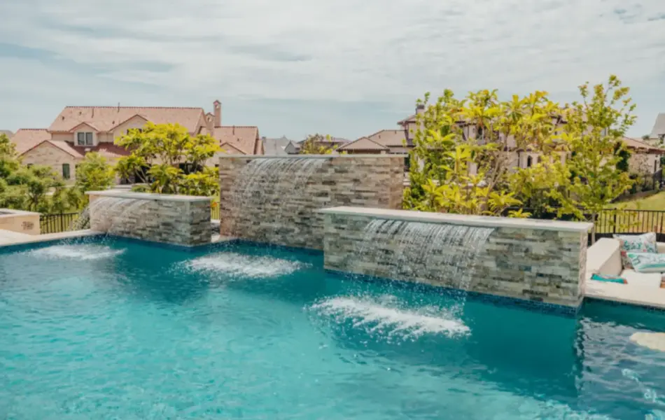 Westlake Waterwall Escape Luxury Liner Swimming Pool - Claffey Pools