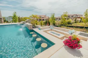 Westlake Waterwall Escape Luxury Liner Swimming Pool - Claffey Pools