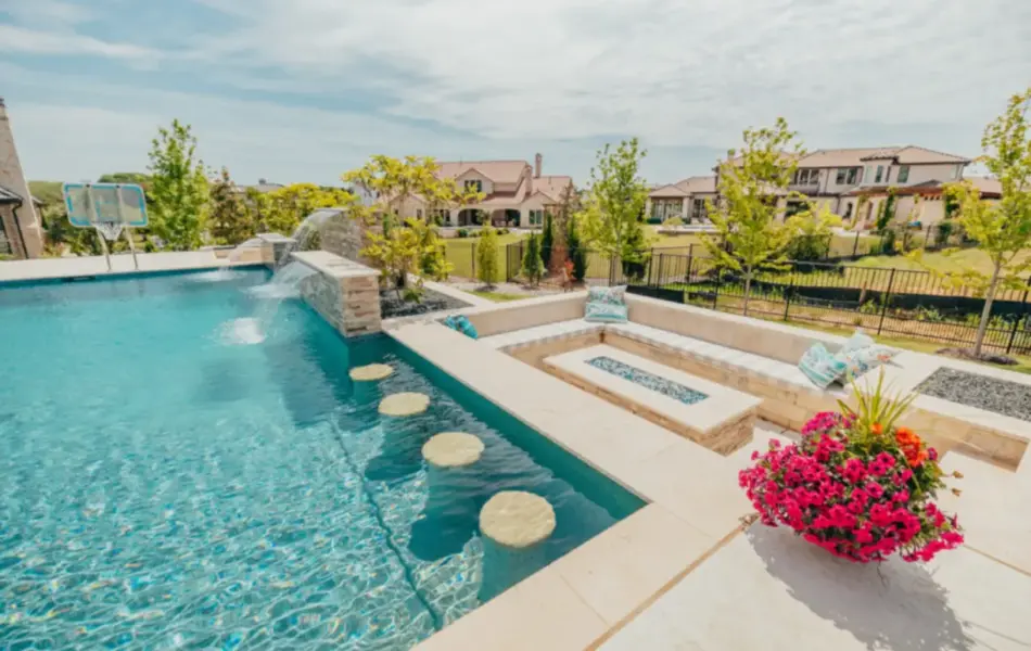 Westlake Waterwall Escape Luxury Liner Swimming Pool - Claffey Pools