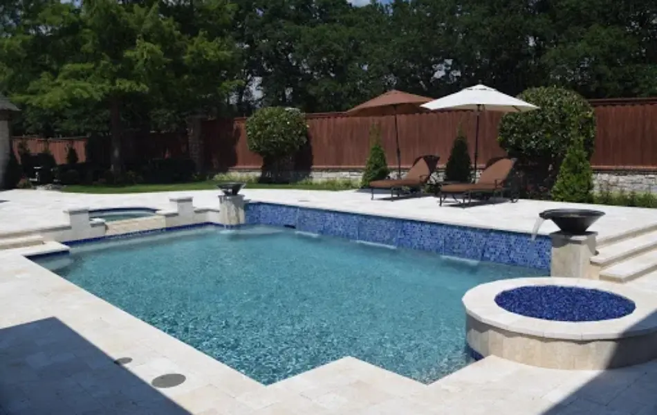 Ivory Travertine Remodeled Place Swimming Pool Project - Claffey Pools
