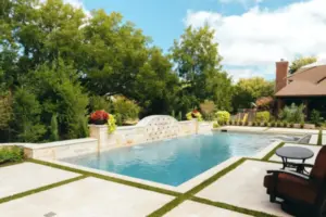 Ivory Travertine Mediterranean Space Swimming Pool Project - Claffey Pools