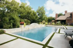 Ivory Travertine Mediterranean Space Swimming Pool Project - Claffey Pools