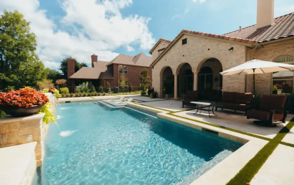 Ivory Travertine Mediterranean Space Swimming Pool Project - Claffey Pools