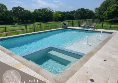 PEBBLE TEC AWARDS - worlds greatest pool 2018 winner - swimming pool with hot tub and fountains