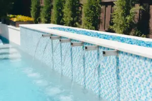 Close-up of pool fountains