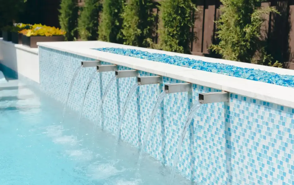 Close-up of pool fountains