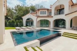 Award-winning luxury negative edge pool with integrated spa and outdoor cabana