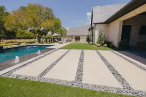 Paving next to a swimming pool