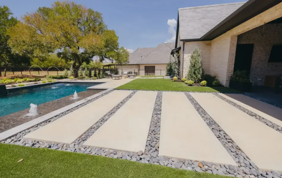 Paving next to a swimming pool