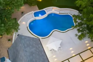 Bird's-eye view of freeform pool