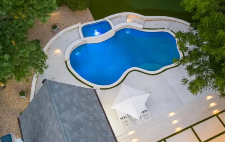 Bird's-eye view of freeform pool