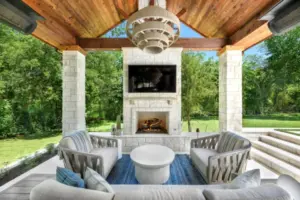 outdoor living area under cabana