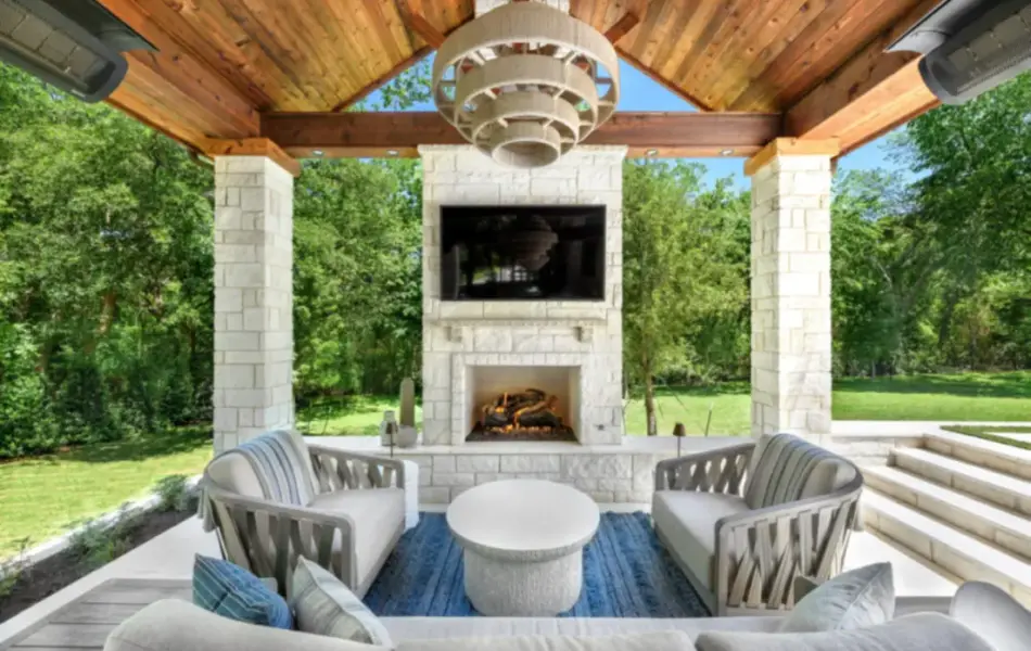 outdoor living area under cabana