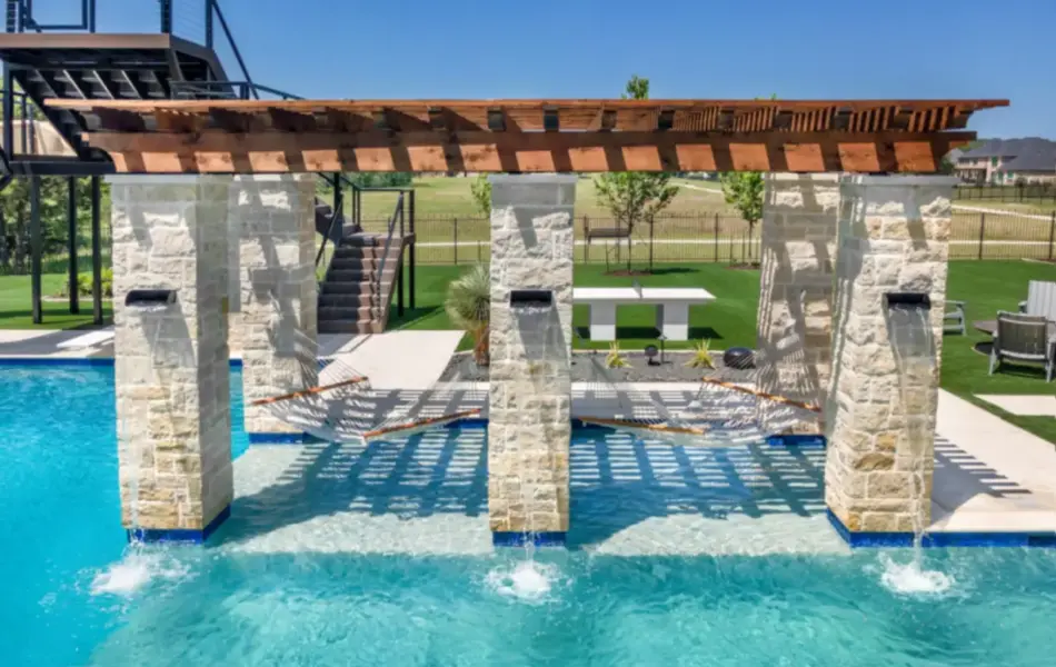 Close-up of pool fountains