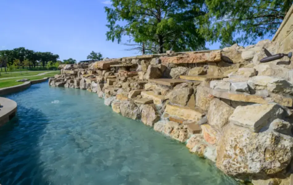 Landscaping rocks around pool