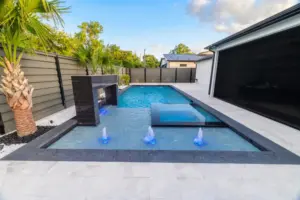 Integrated pool water features