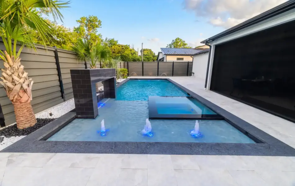 Integrated pool water features